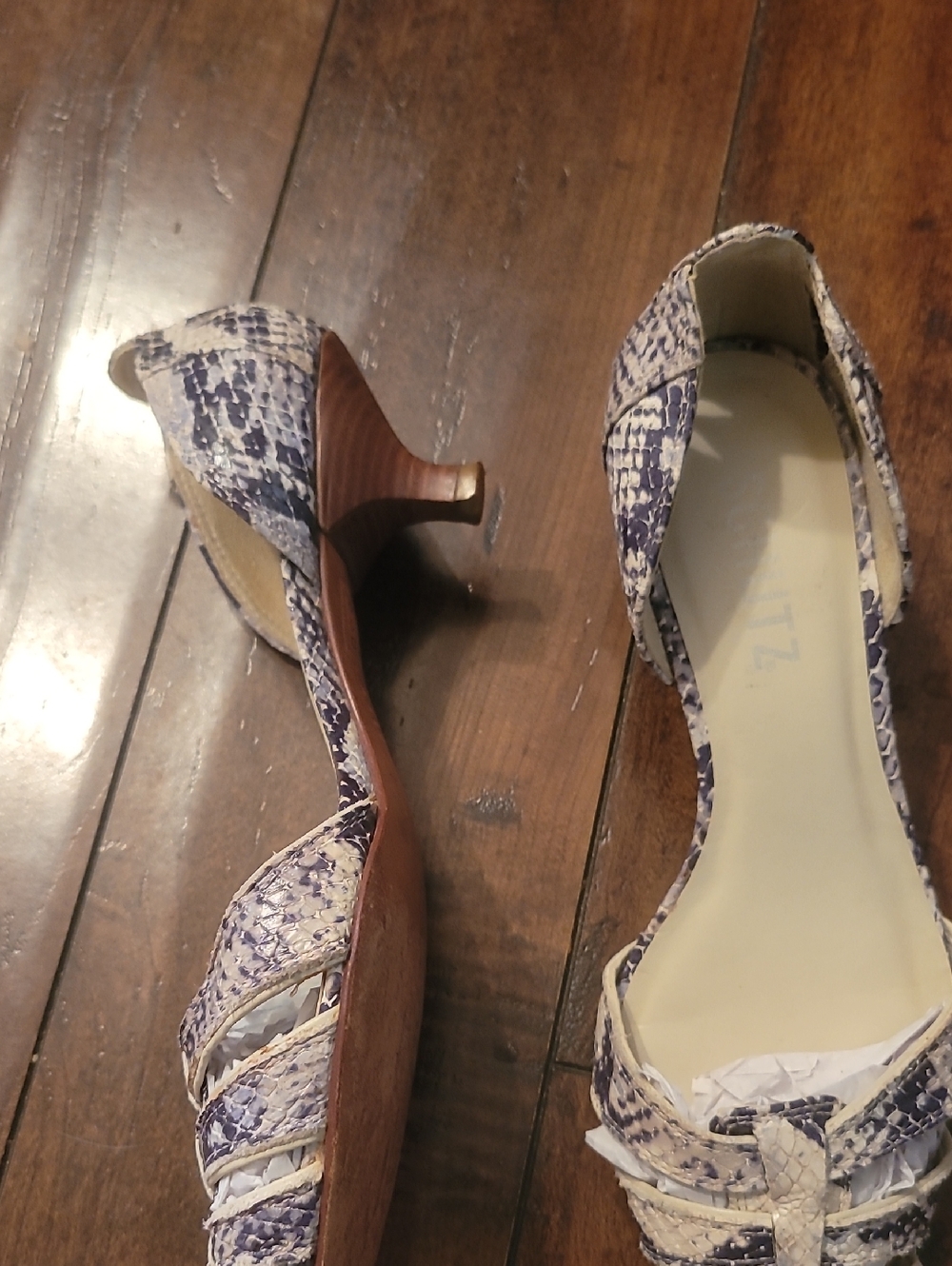 SCHUTZ Purple and White Snakeskin D'Orsay Heels